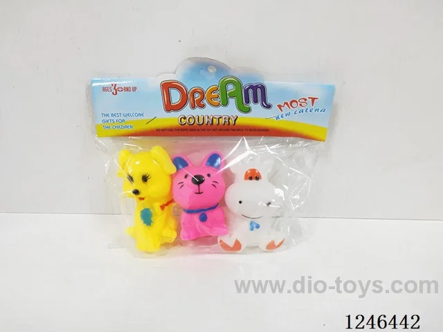 BB Whistle Rubber-moulded Dog Cow Mouse 3PCS
