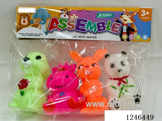 Rubber-moulded BB Whistle Animals 4PCS