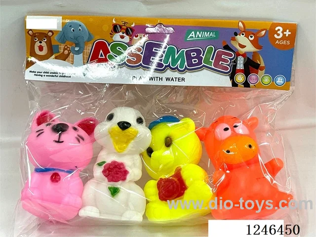 Rubber-moulded BB Whistle Animals 4PCS