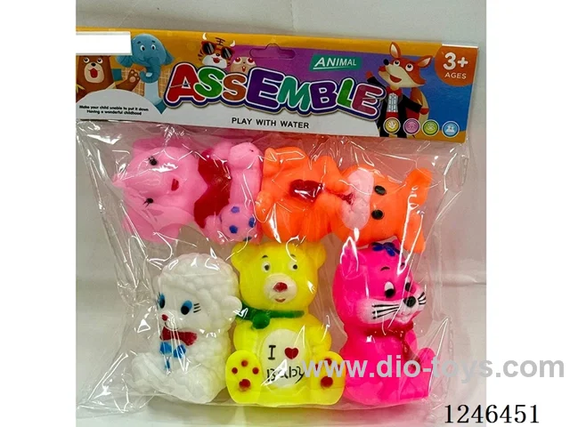 Rubber-moulded BB Whistle Animals 5PCS