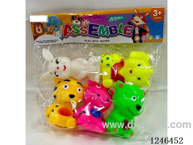 Rubber-moulded BB Whistle Animals 5PCS
