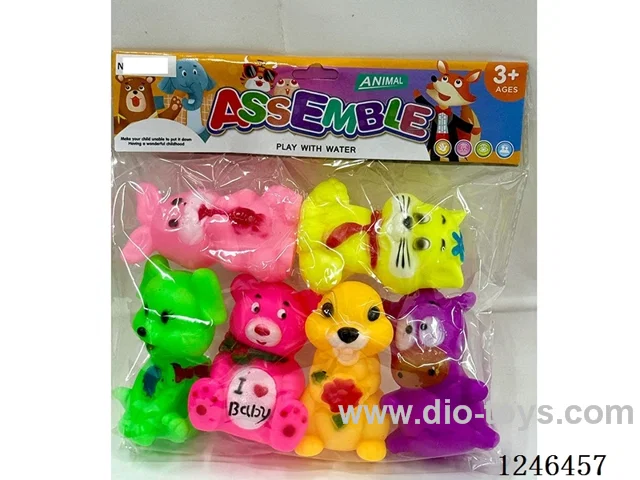 Rubber-moulded BB Whistle Animals 6PCS