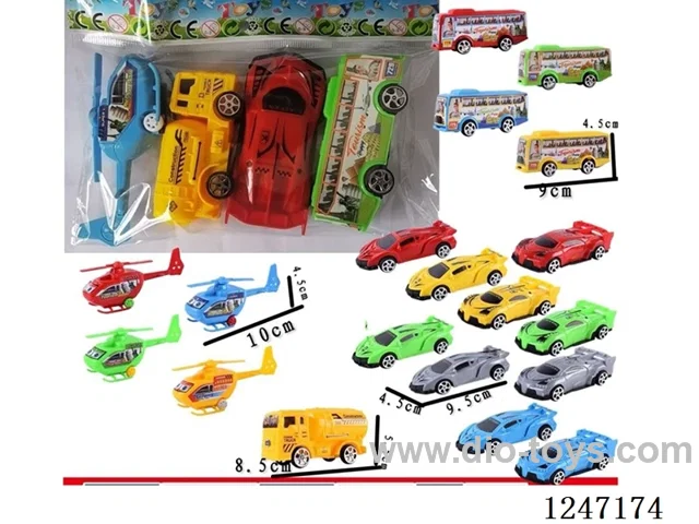 pull back car set 4 types 4 colors mixed