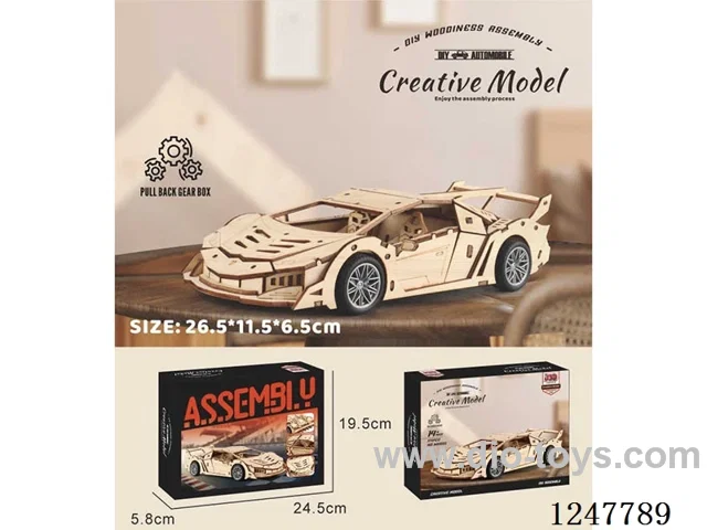 DIY wooden pull back sports car