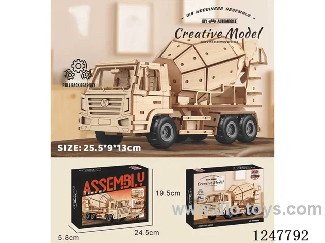 DIY wooden pull back cement mixer
