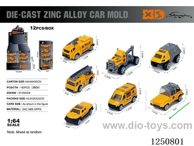 1:64 free wheel alloy engineering vehicles 5PCS*12boxes