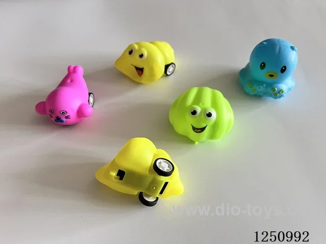 Four styles of pull back sea creatures
