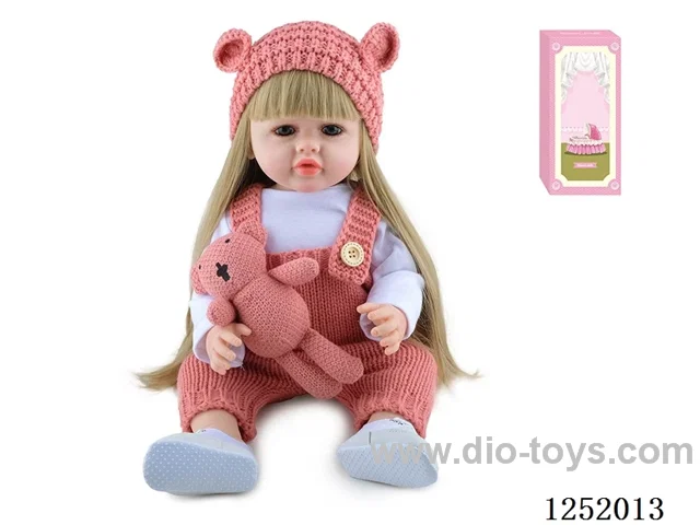 55CM Doll (Wig Set) Full Body Soft Gel + Bottle + Magnetic Pacifier + Nappy + Birth Card