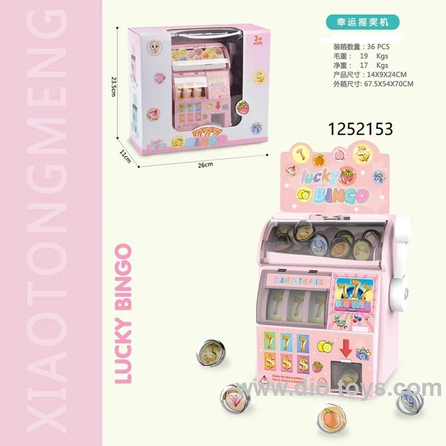 Pink lucky bingo game machine toy in window box