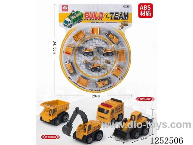 4 types pull back Engineering Vehicles (ABS material) (12PCS)