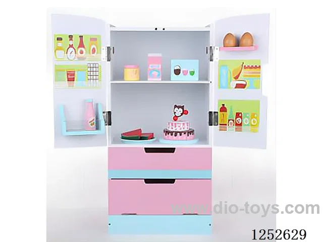 Wooden toy - Double Door Refrigerator (Pink)