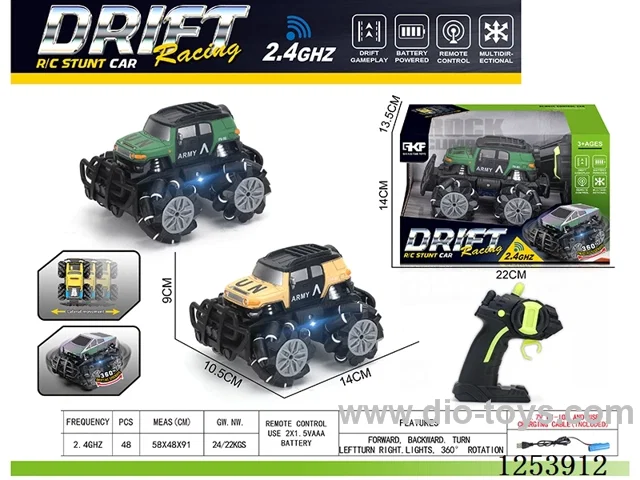2.4G rc stunt car with light included battery