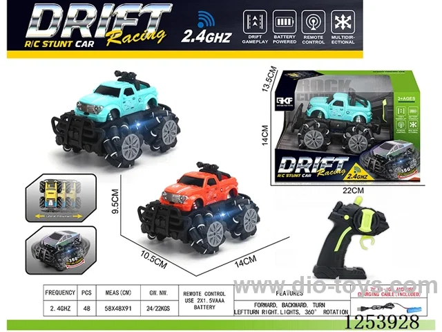 2.4G rc stunt car with light included battery