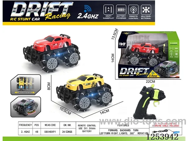 2.4G rc stunt car with light included battery