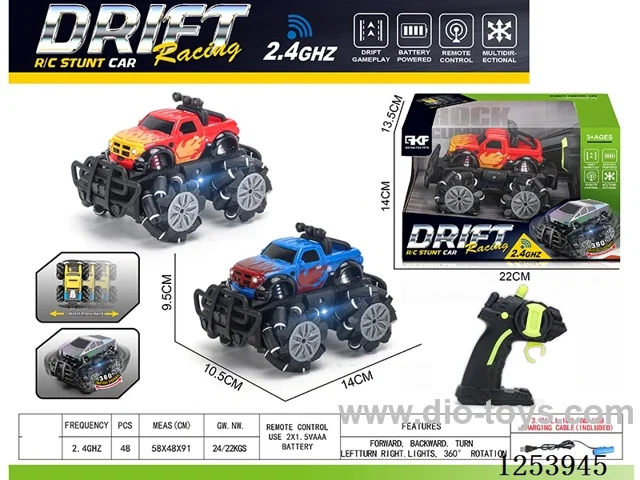 2.4G rc stunt car with light included battery