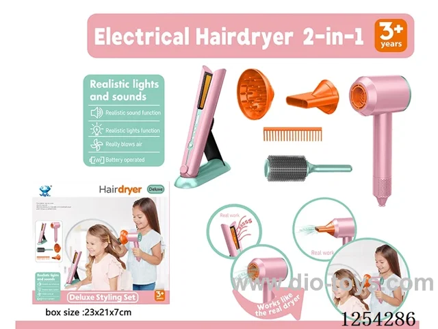 Electric Hair Dryer + Straightening Iron Grooming Set W L/M  not included battery