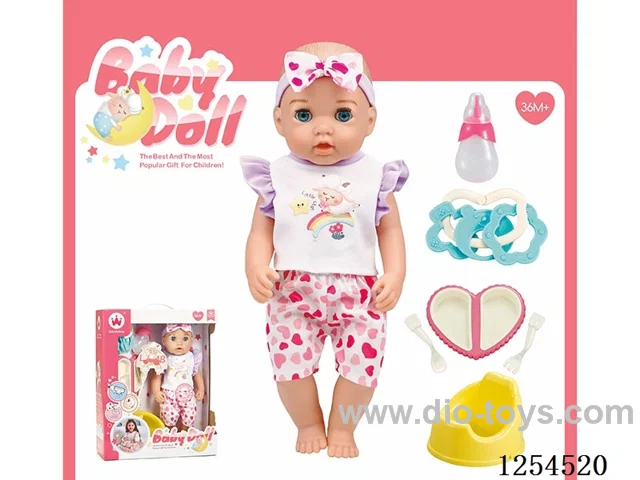 14 inch drinking and peeing doll + accessories ( vinyl head hands and feet / body blowing / with IC,24 sound ) included battery