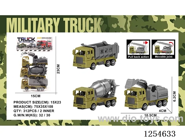 3PCS pull back Military Engineering Vehicles