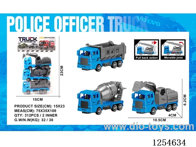3PCS pull back Police Engineering Vehicles