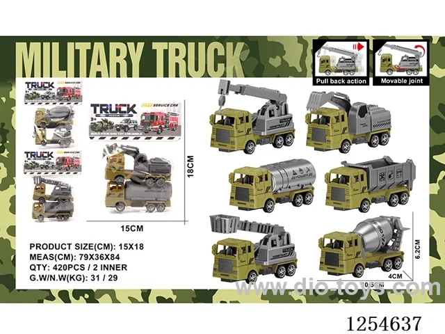 2PCS pull back Military Engineering Vehicles 3 mixed