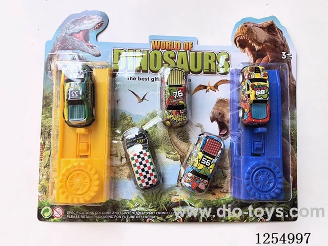 Dinosaur catapult pull back tin car