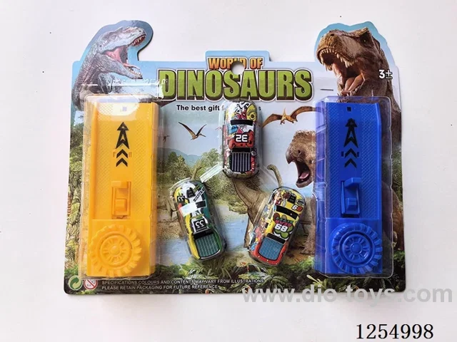 Dinosaur catapult pull back tin car