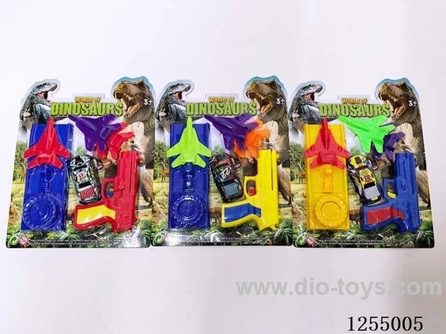Dinosaur catapult with pull back tin car