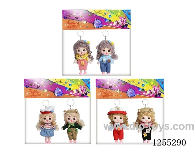 【English】6-inch (15cm) 13-joint doll + keychain 2PCS 3 styles assorted