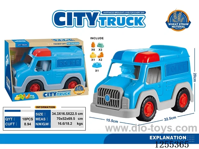 Straw material 12PCS police car