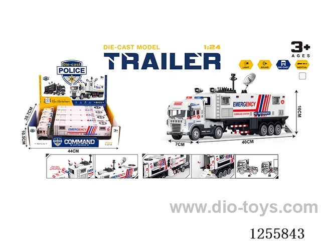 Inertial alloy emergency rescue command vehicle 4PCS W L/M included 3*AG13 battery (with receiver accessories)