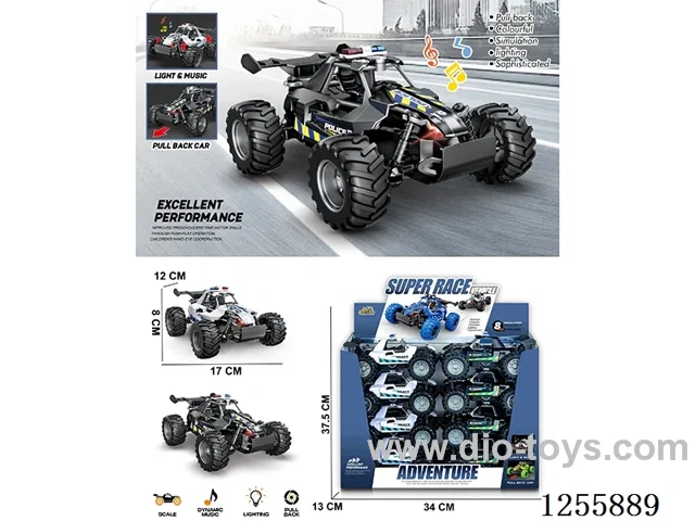 pull back police car W L/M 8PCS