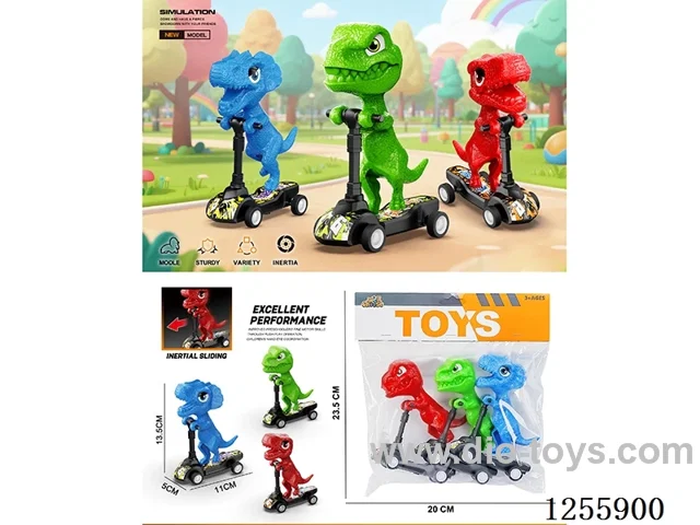 Pull back dinosaur scooter