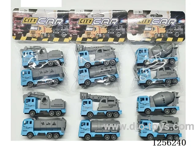 2PCS pull back Police Engineering Vehicle (3 mixed)