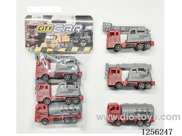3PCS pull back Fire Engineering Vehicle