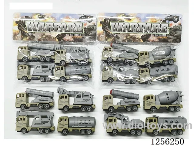 4PCS pull back Military Missile + Engineering Vehicle (2 mixed)