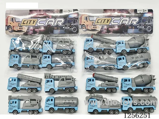 4PCS pull back Police Missile + Engineering Vehicle (2 mixed)