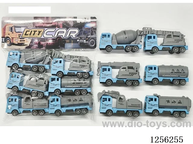 6PCS pull back Police Engineering Vehicles