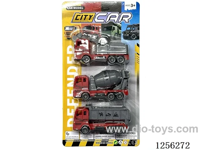 3PCS pull back Fire Engineering Vehicles