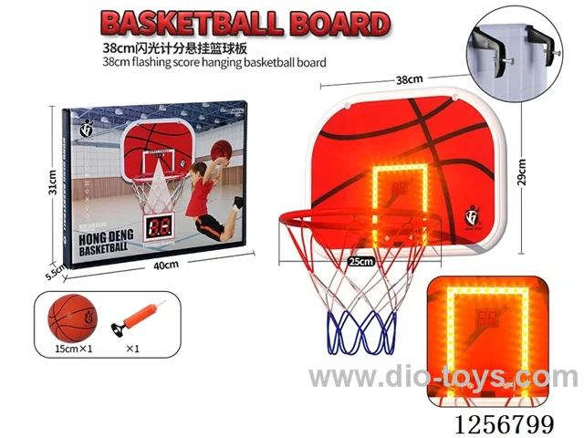 Red Flashing Scoreboard Hanging Basketball Backboard: 38*29CM, Hoop Diameter: 25CM