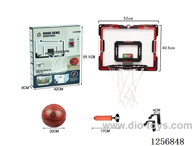 52cm x 40.5cm Transparent Scoring Hanging Basketball Backboard (30cm Hollow Rim) (Includes 20cm Basketball) (Iron Hook) (Air Cushion Protection)