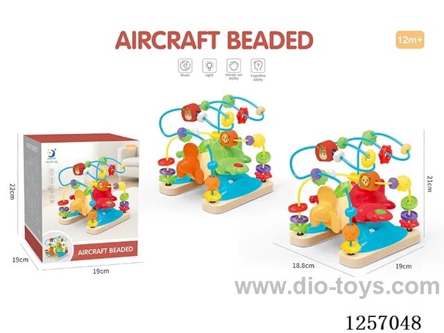 Wooden Airplane-2 colors-2*AA not included battery