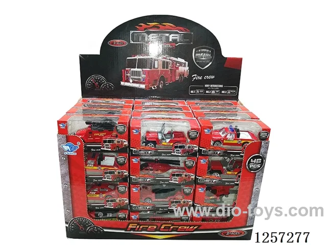 1:64 Alloy Free-Wheel Fire Trucks 12 mixed (48PCS)