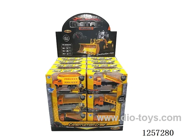 1:64 Alloy Free-Wheel Construction Vehicle 4 mixed (24PCS)