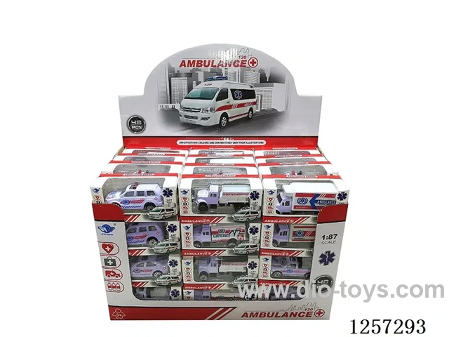 1:64 Alloy Free-Wheel Medical Vehicles 8 mixed (48PCS)