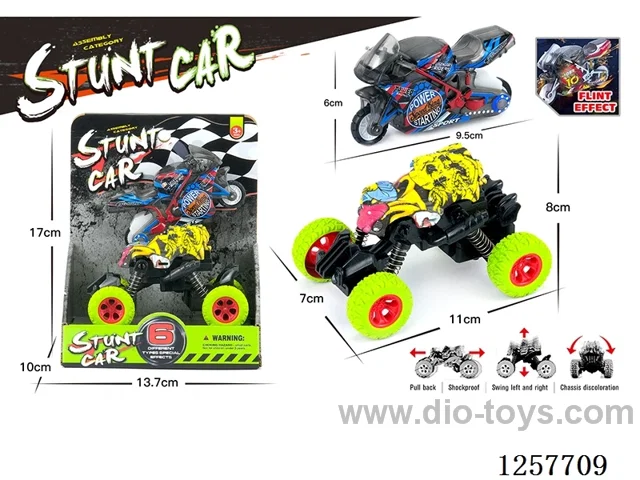 pull back Climbing Car + Flintstone Motorcycle (4-Model Mix)