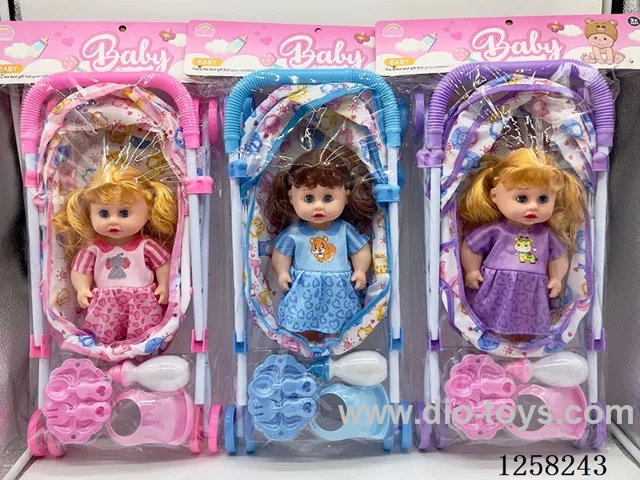 Iron trolley+12 inch blink girl with 4 IC/dining plate set