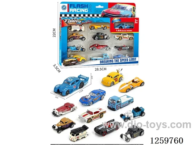 1:64 free wheel alloy car 12PCS