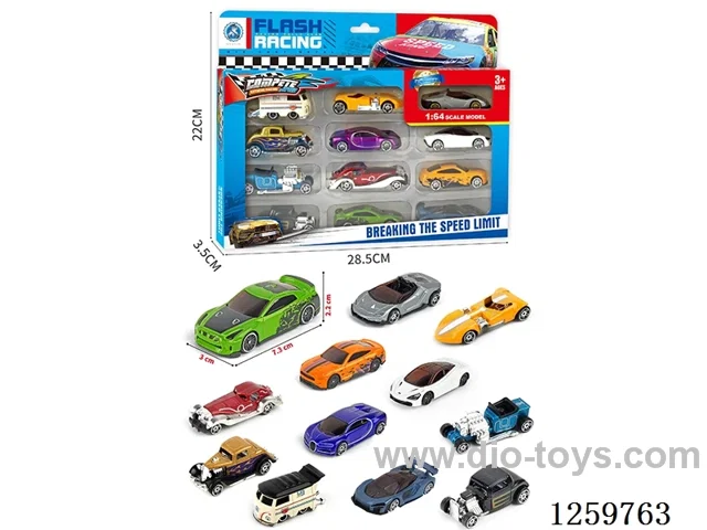 1:64 free wheel alloy car 12PCS