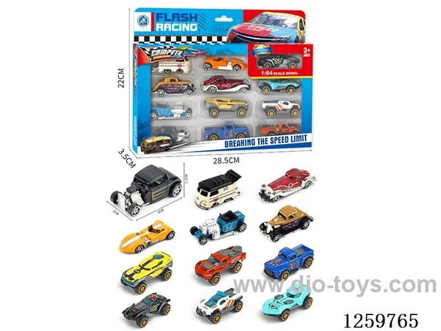 1:64 free wheel alloy car 12PCS