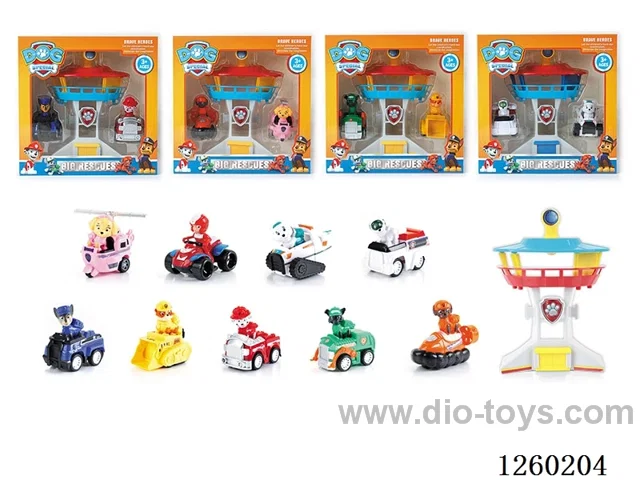 Pull Back dog car set 4 mixed